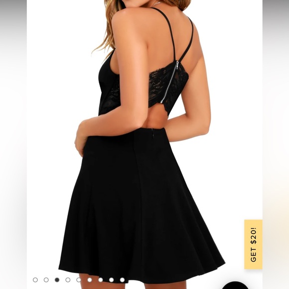 Lulu’s Black Mini Skater Dress - Lace open back - Size M - Picture 5 of 5